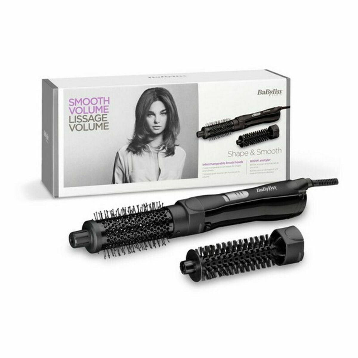 Escova de Styling AS82E Babyliss Shape & Smooth Elétrico 1 Peça (2 Unidades) (1 Unidade) 800W (3 pcs) - Fabulosa